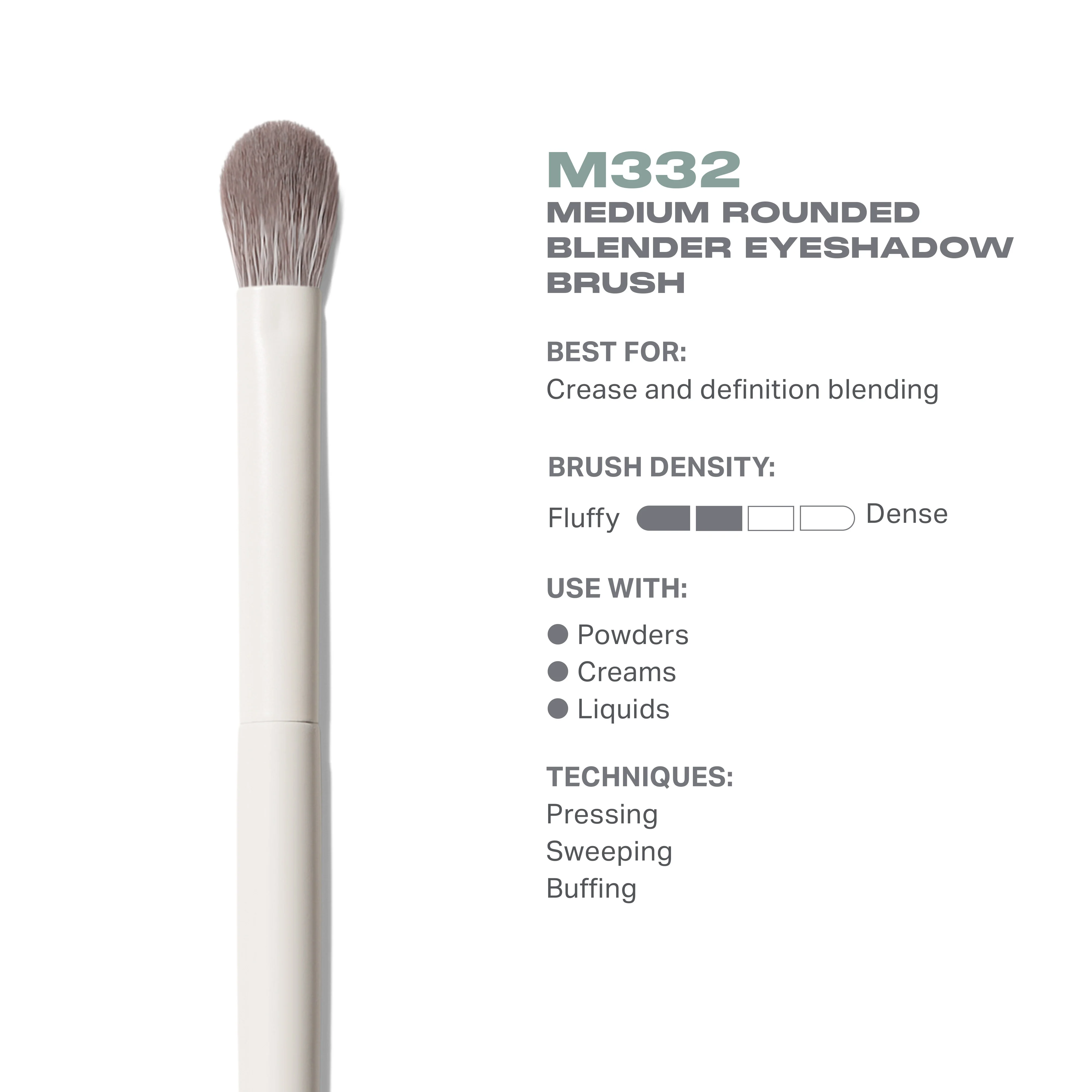 M332 Medium Rounded Blender Eyeshadow Brush - Image 3