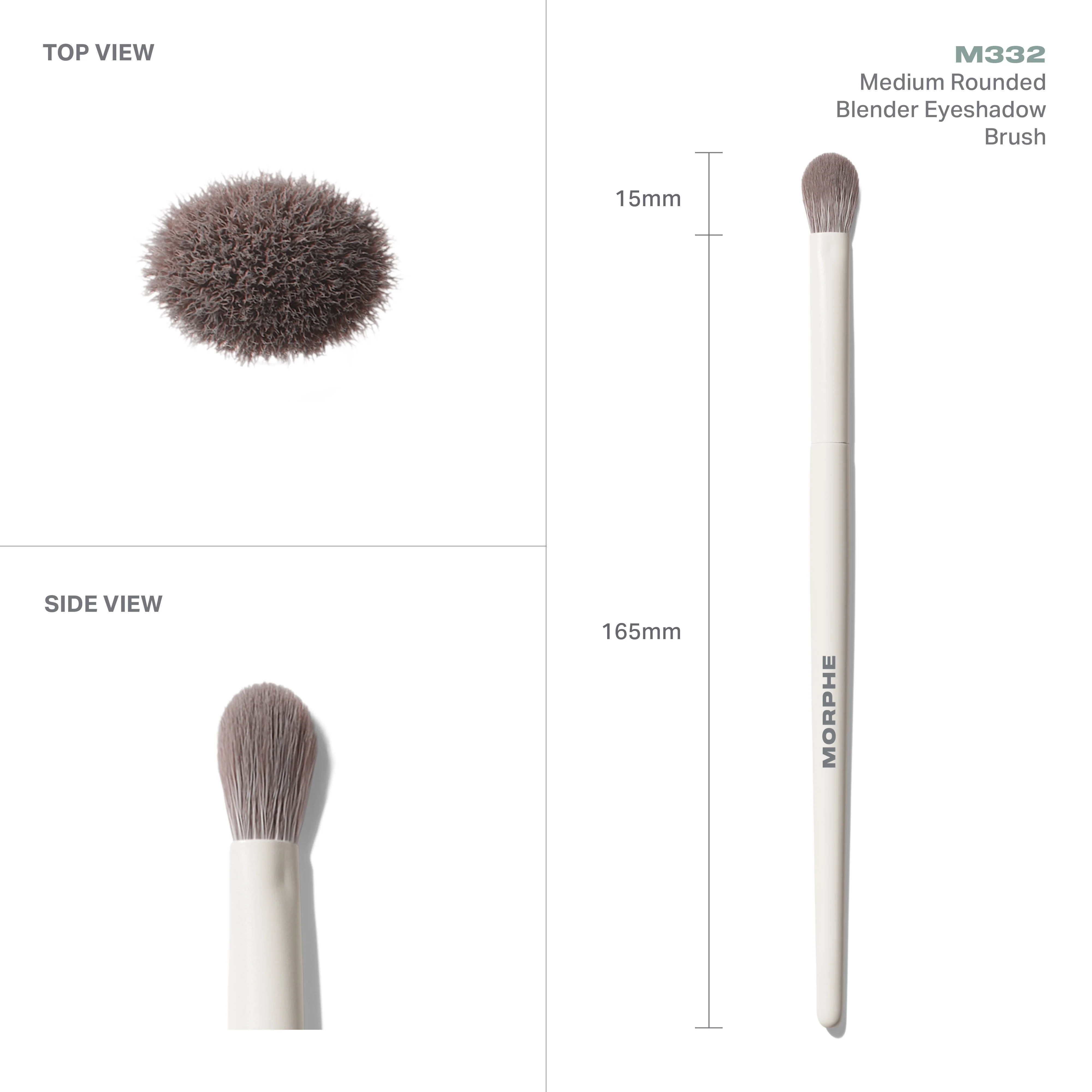 M332 Medium Rounded Blender Eyeshadow Brush - Image 4