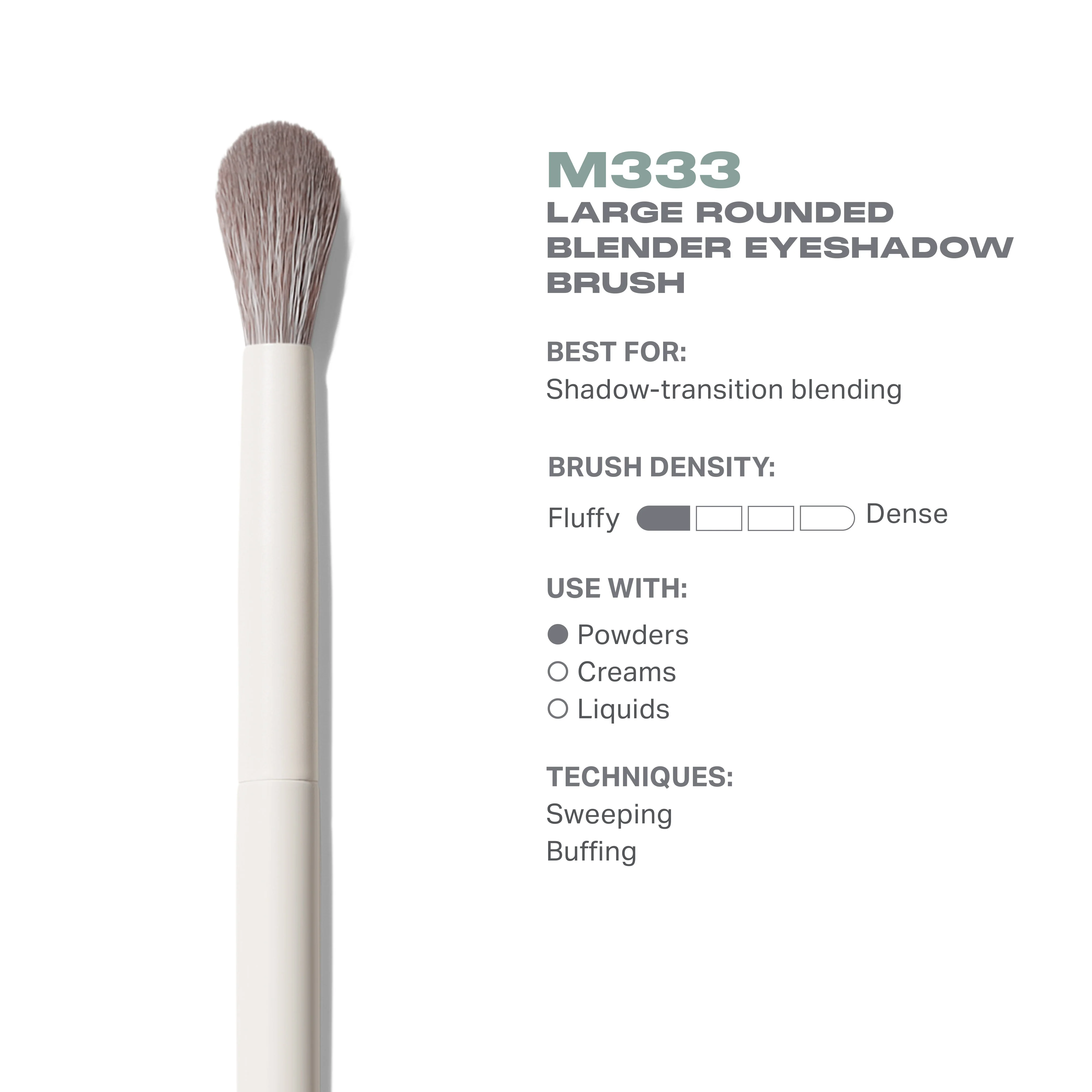 M333 Large Rounded Blender Eyeshadow Brush - Image 3