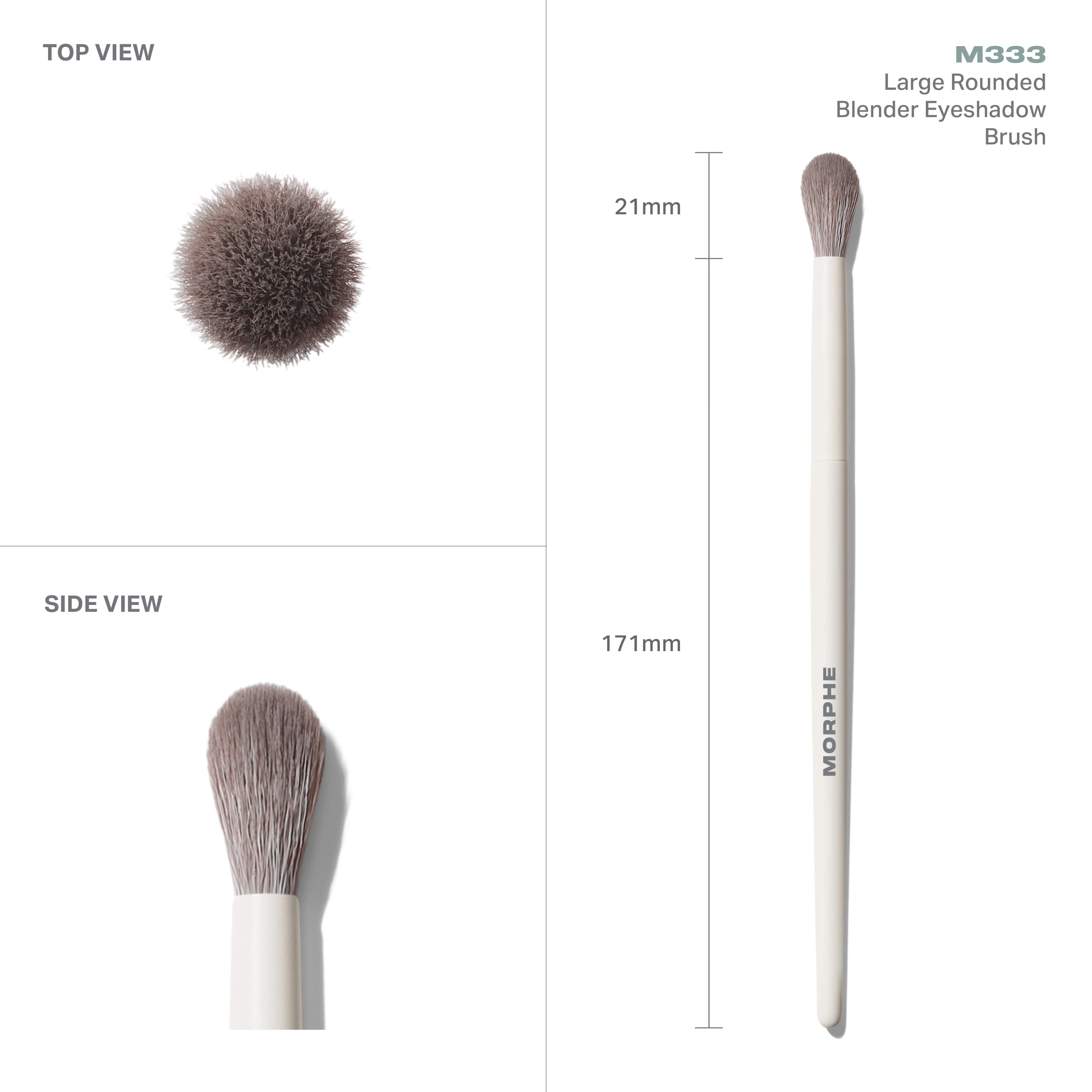 M333 Large Rounded Blender Eyeshadow Brush - Image 4
